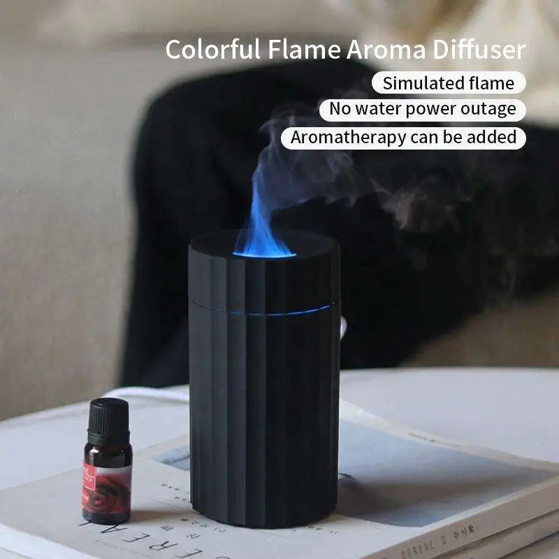 Air Humidifier with Flame Effect (7 Colors Fires) Essential Oil Diffuser