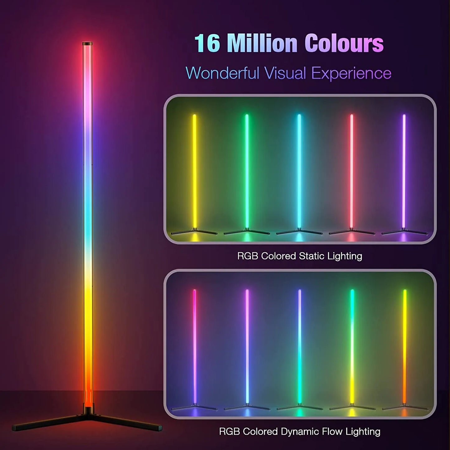 Smart RGB Dream Color Floor Lamp with Music Sync Standing Mood Light with APP & Remote Control