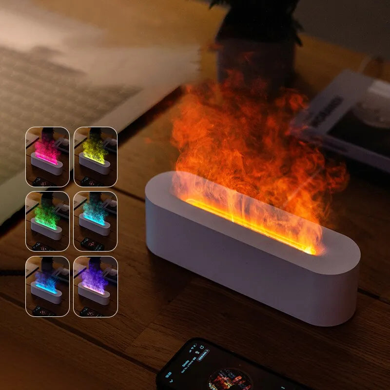 RGB Flame Aroma Diffuser Humidifier USB Desktop Simulation Light Aromatherapy Purifier Air